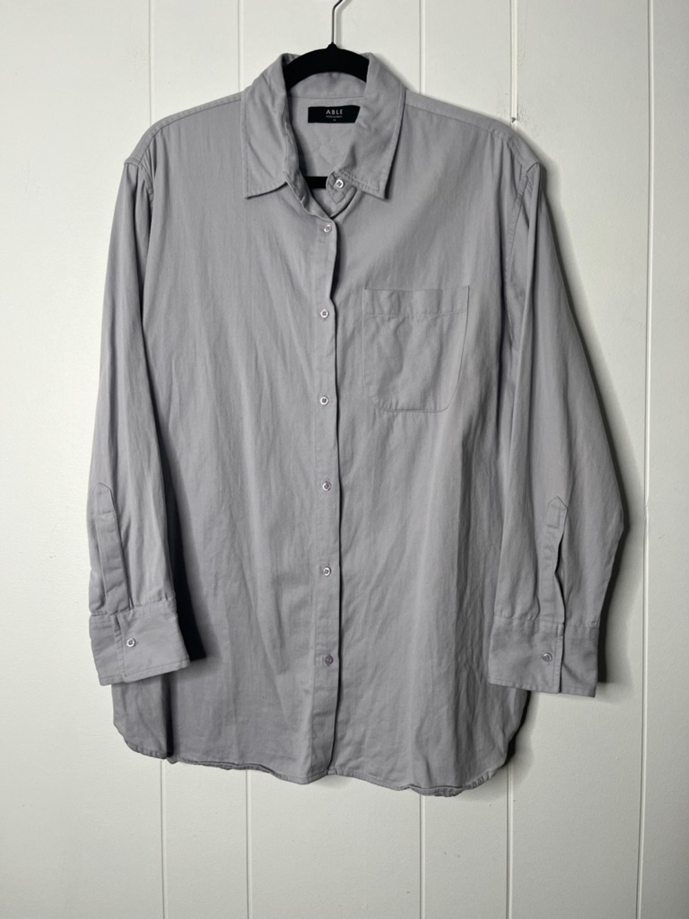 Able 100% Cotton Purple Gray Collared Button-Up Shirt Long Sleeve Size XS
